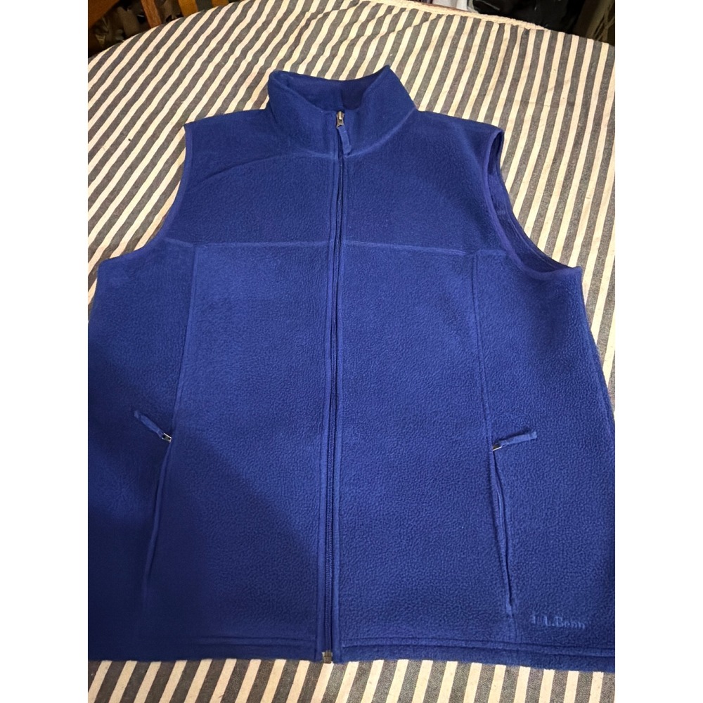 LL Bean Mens XL Tall Royal Blue Fleece‎ Full Zip Vest Jacket 0ALA8